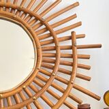 Old rattan mirror sun ORTF vintage