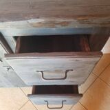 1930s Grey Patina Pine Garage Workbench