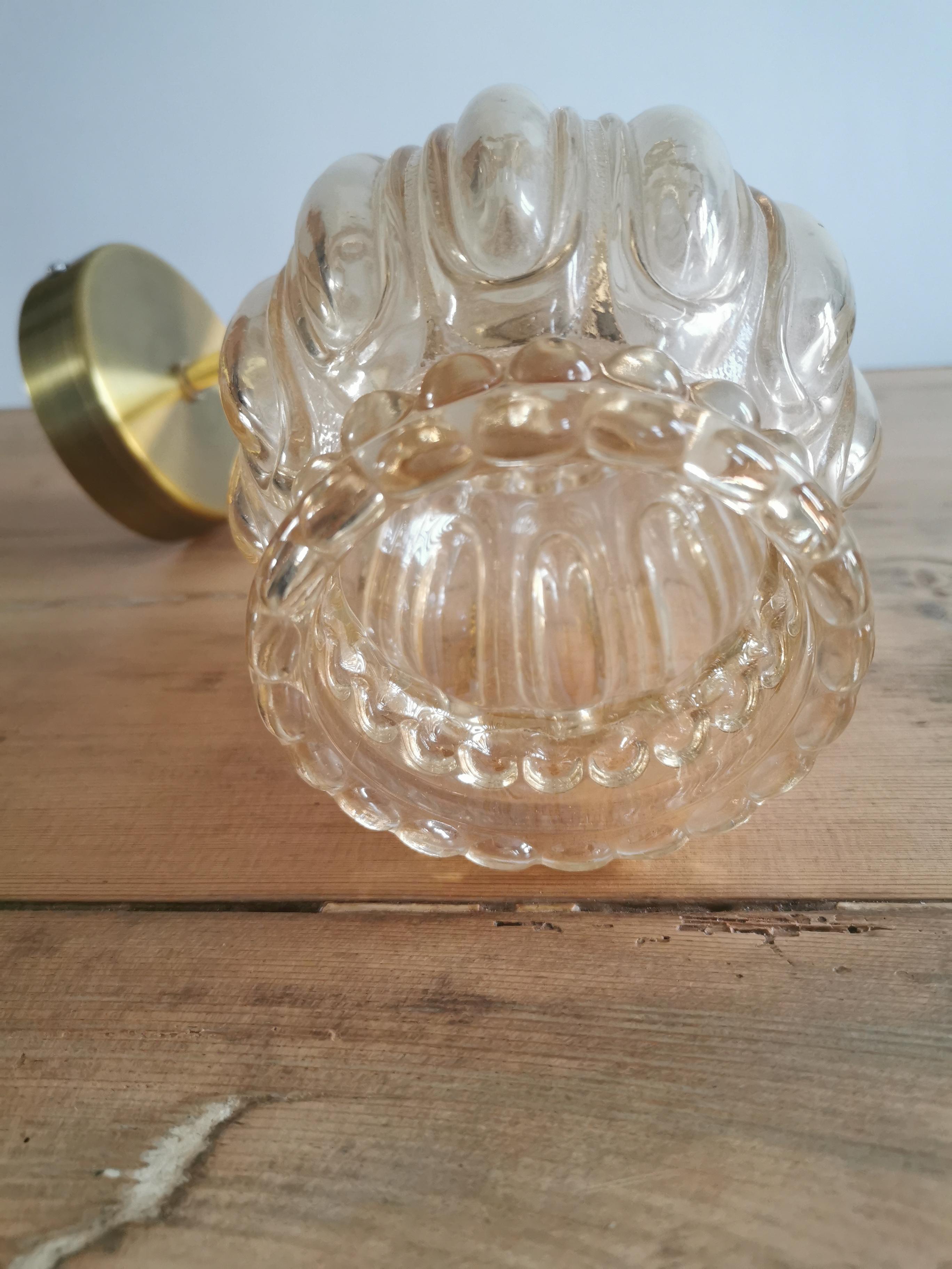 Vintage globe wall lamp in molded glass
