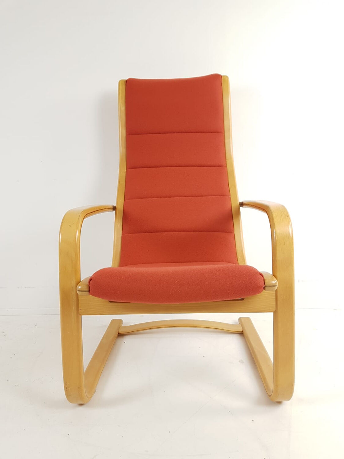 Yngve Ekström Scandinavian armchair orange terracotta wool