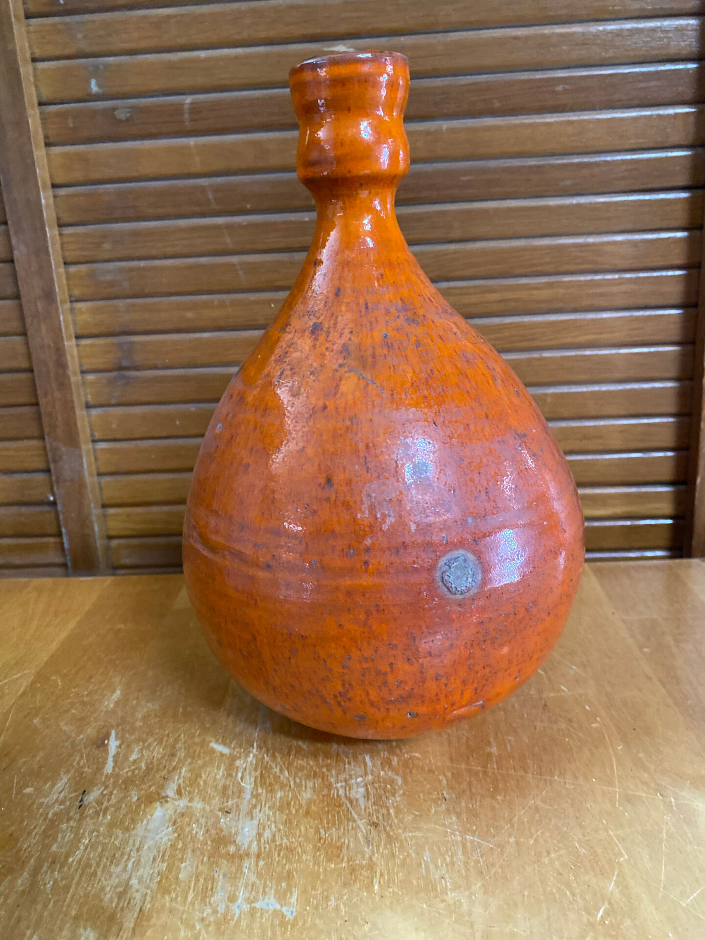 Old lamp base vallauris terracotta orange glazes vintage #e4