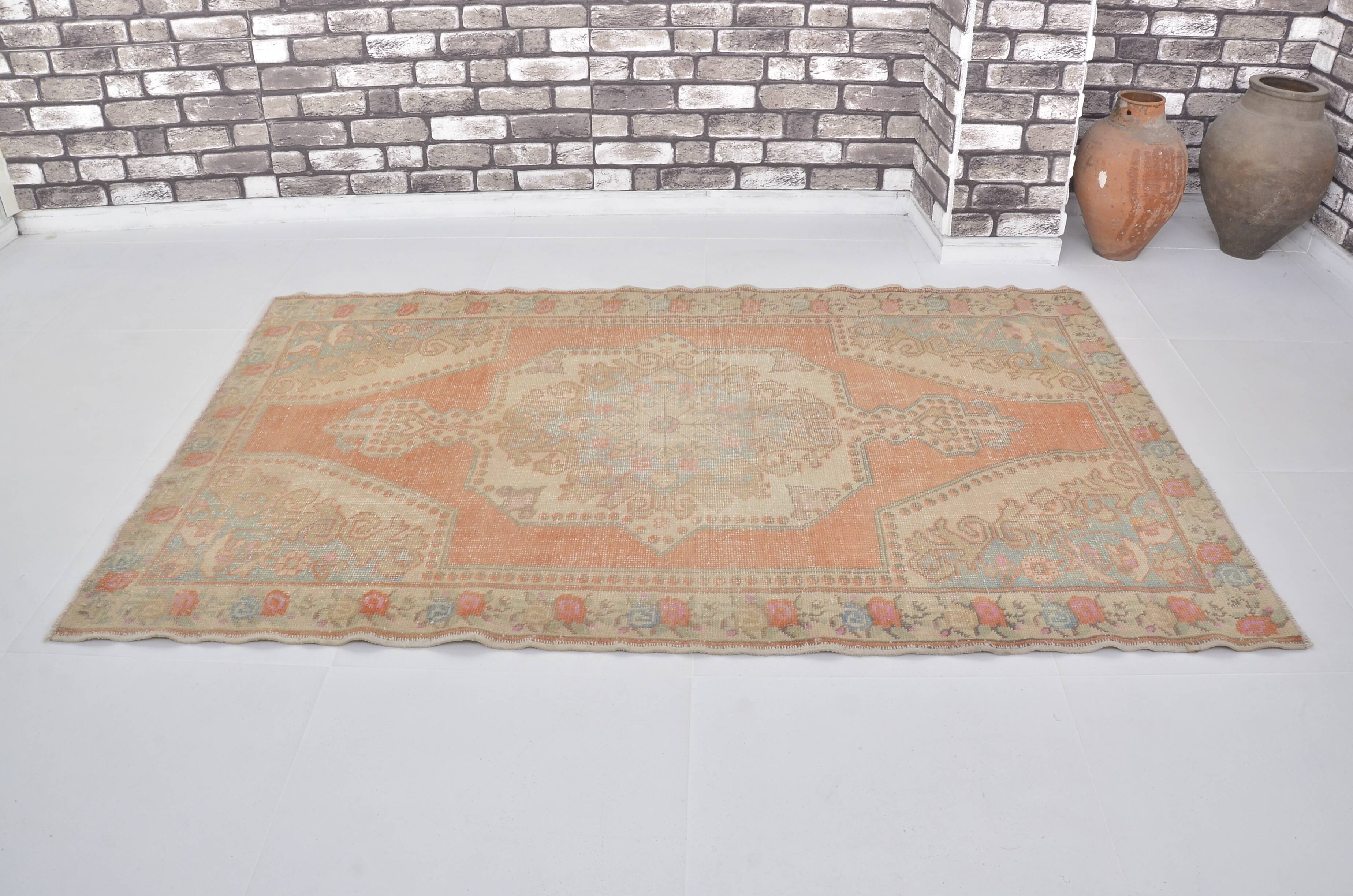 Tapis anatolien orange et beige sku 2434
