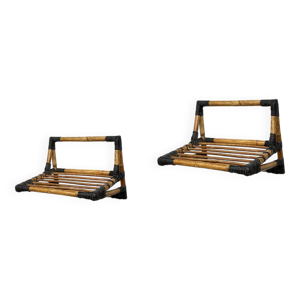 paire d'etageres chevet - rotin