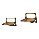 Pair of vintage 1950s rattan bedside shelves