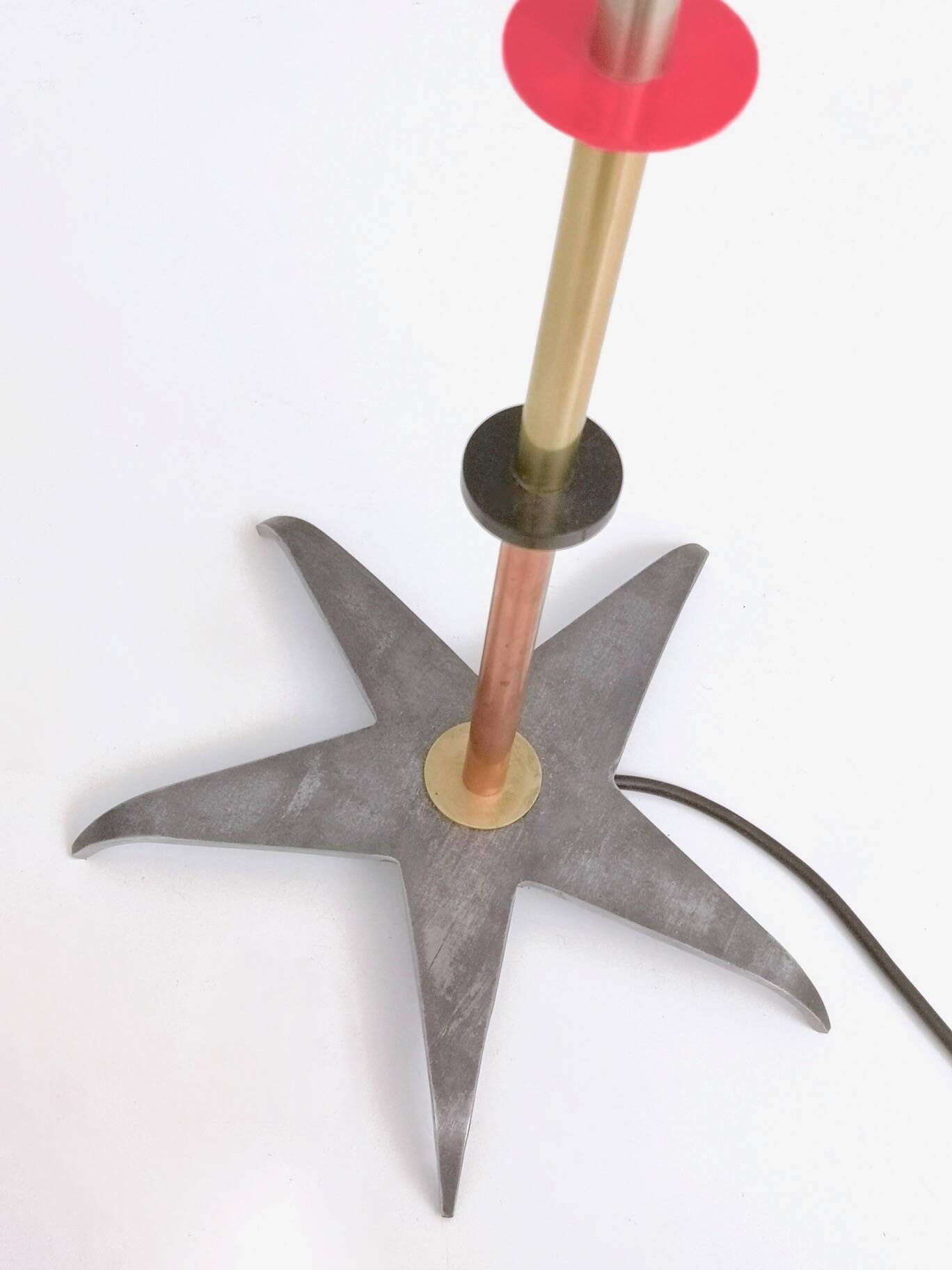 Orange Glass, Brass, Copper and Metal Floor Lamp by Carmelo La Gaipa, 2019