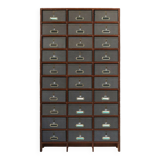 Industrial filing cabinet in wood with 30 original cardboard storage boxes, Belgium, 1920s