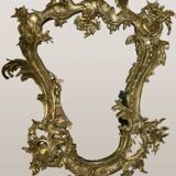 Console murale en bronze et miroir, années 60. Lot de 2