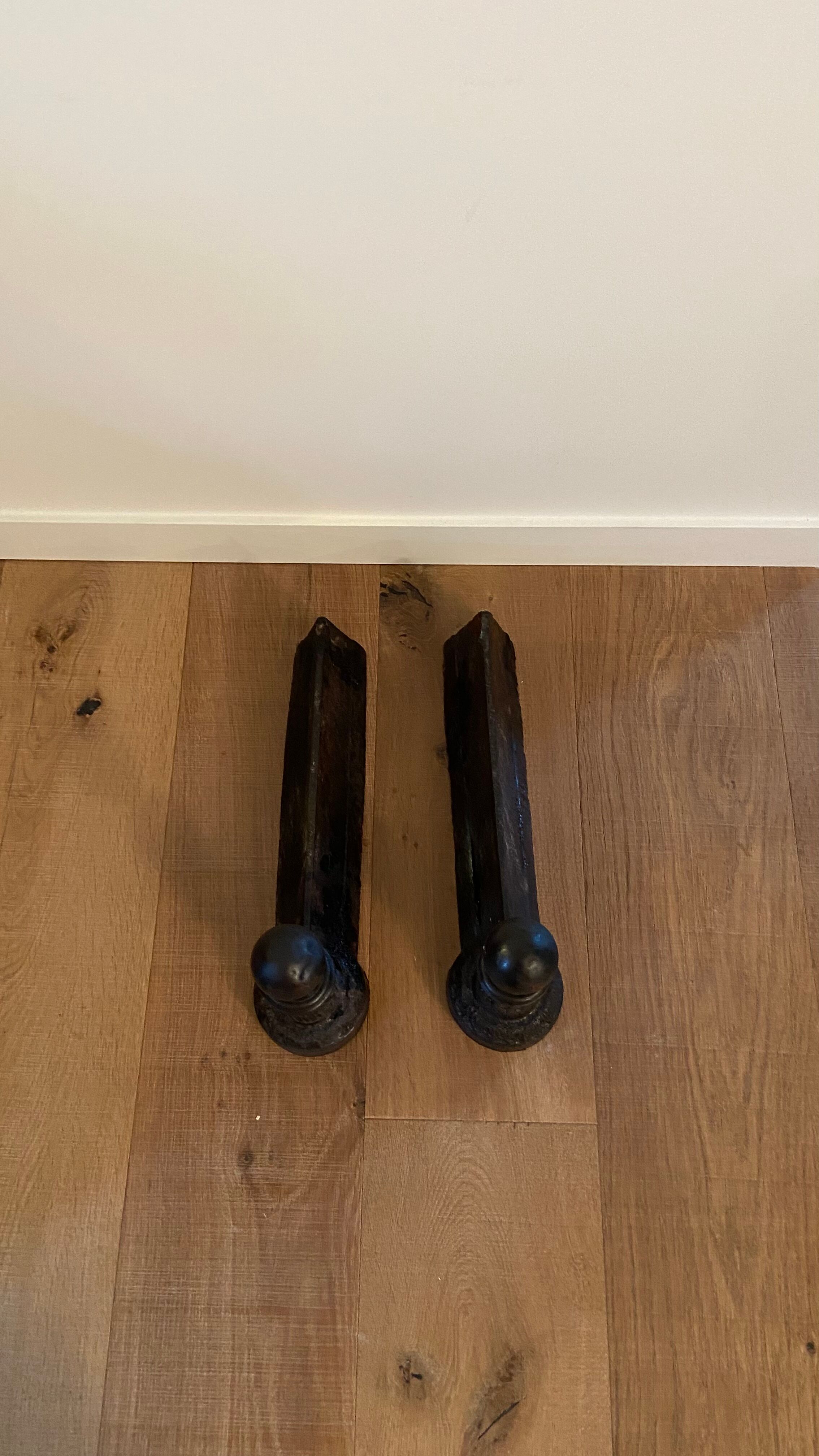 Pair of nineteenth cast and bronze chenets