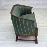 1950s, Danish 2-seater sofa, green furniture wool, oak wood.