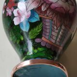 Chinese handcrafted baluster vase, hand-painted, in cloisonné enamel/Floral motifs, peonies 21 cm