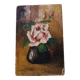 Petit tableau ancien "rose" signé LUC