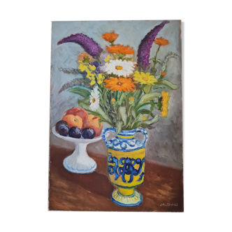 Still life flowers and fruits