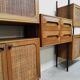 Rare Italian midcentury design modular teak webbing wall unit cabinet