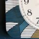 Vintage clock rectangular silent wall clock "Jaz blue white ochre"