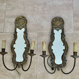 Duo d’appliques miroir à deux lumières