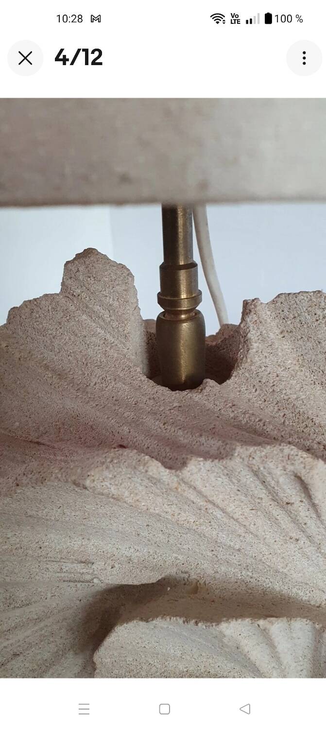 Large 1980s natural stone sculpture lamp.