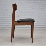 1960s, set of 5 Danish dining chairs, reupholstered, teak wood.