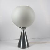 Lampe Space Age Erco en Verre Opalin et Métal Brossé, Allemagne 1974