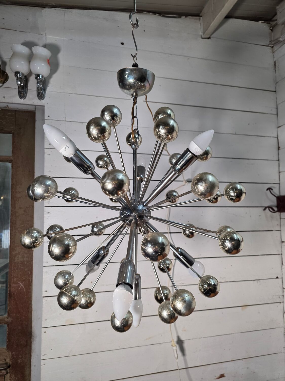 1970s chrome metal Sputnik chandelier