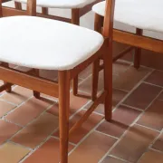 Set of 5 Scandinavian teak chairs from the 1960s, with curved backrest.