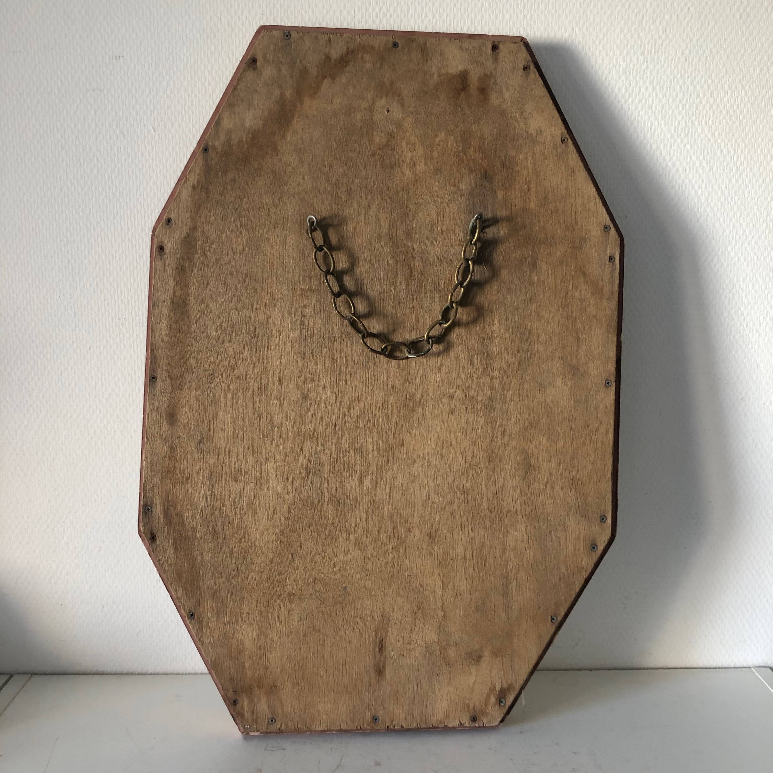 Vintage 1950 octagonal beveled mirror in gilded wood - 65 x 44 cm