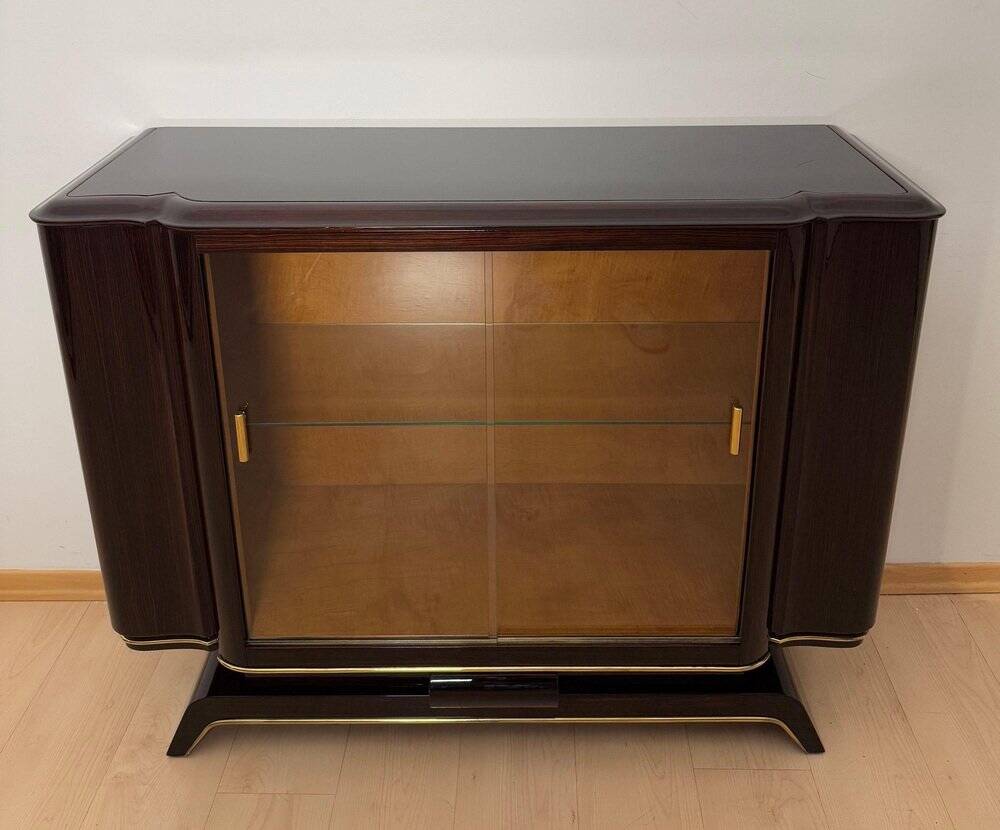 Art Deco Sideboard with Vitrine in Macassar Ebony & Maple, Paris, 1930s