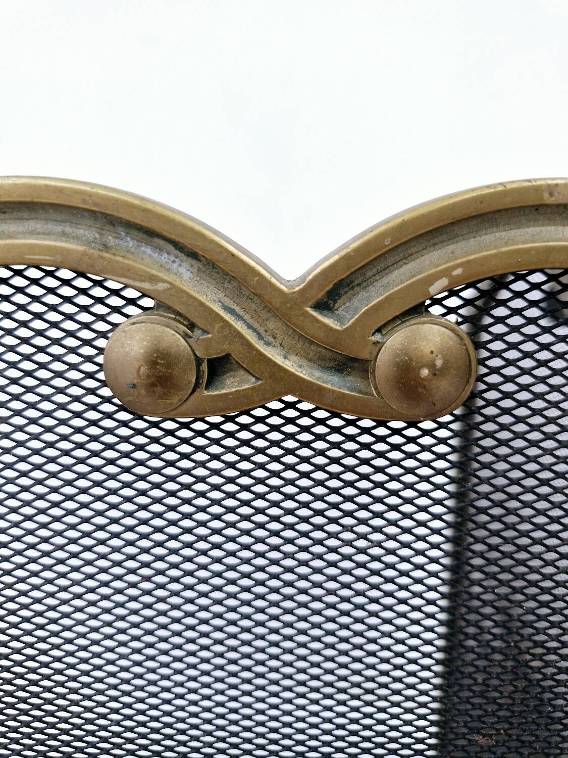 Antique brass fire screen 75x38cm fireplace protection screen