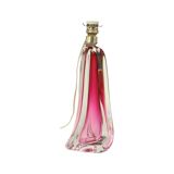 Lampe de table violet rose en cristal Val Saint Lambert Swirl années 60