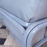 Two-Seater Leather and Steel Lounge Sofas by Gae Aulenti for Knoll International, 1970s, Set of 2