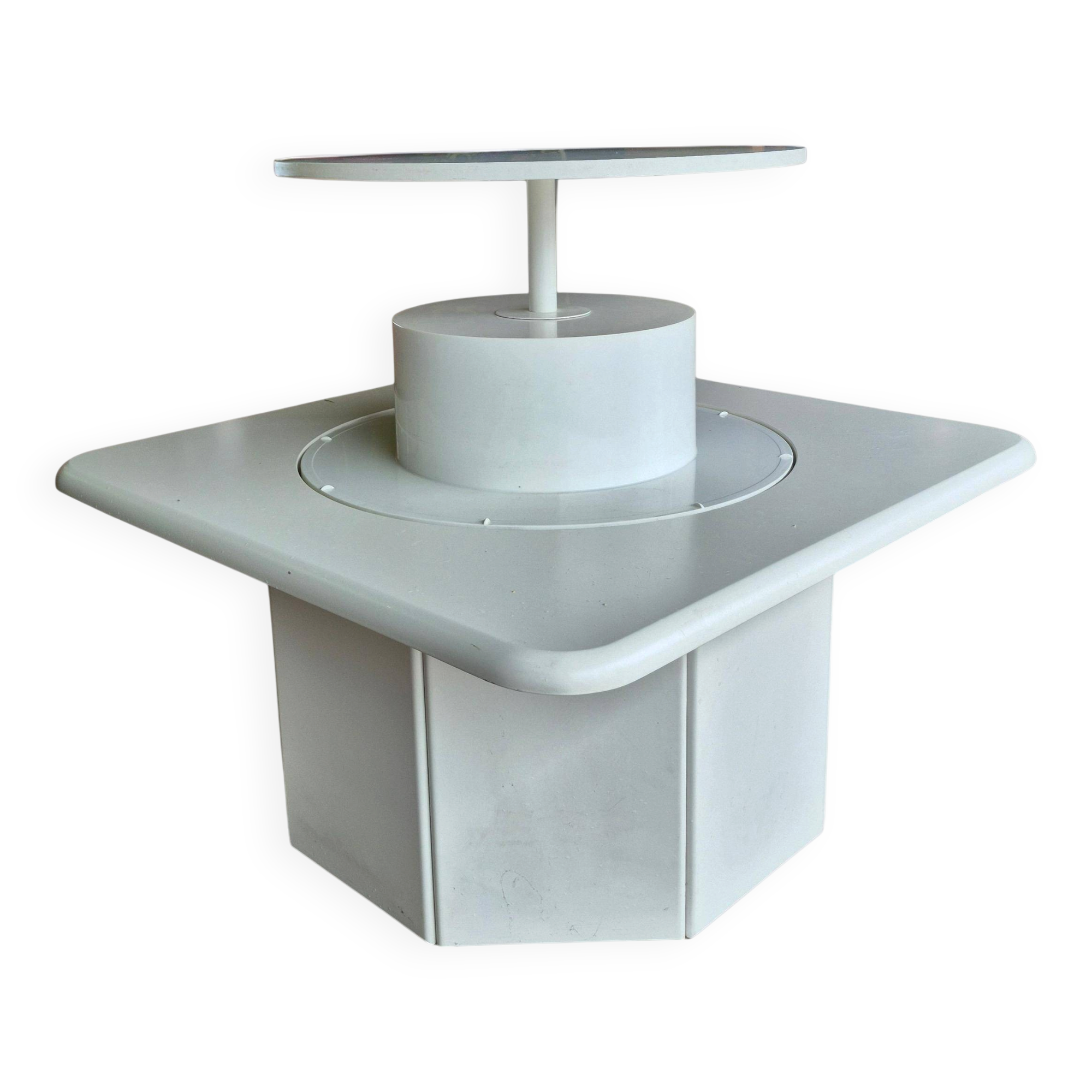 Post modern coffee table with a hidden rotating bar, Germany 1980s