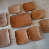 Ensemble assiettes et plat scandinave en bois massif vintage