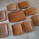 Set plates and Scandinavian dish in vintage solid wood
