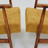 Vintage set of armchairs, golden yellow fabric, refurbished, 1970