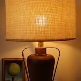 Vintage lamp base Maison le Dauphin in mahogany and brass.
