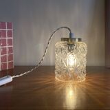 Lampe suspension baladeuse tulipe ancienne verre transparent griffe en laiton LAMP-7387