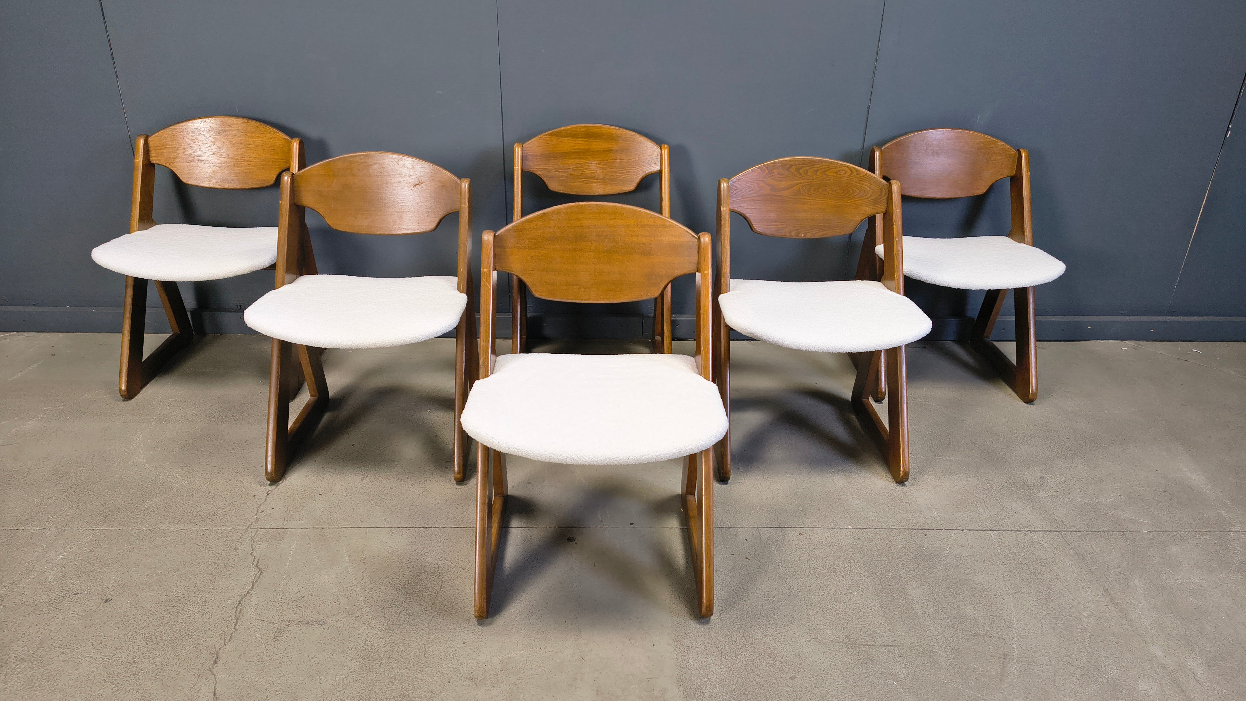Chaises de salle à manger brutalistes vintage, ensemble de 6 - années 1960