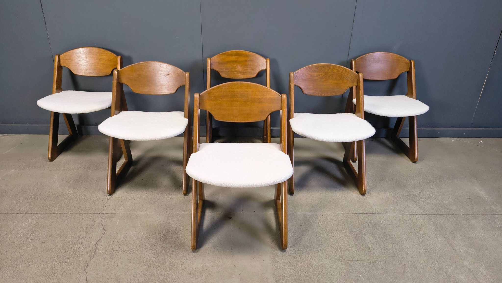 Vintage brutalist dining chairs, set of 6 - 1960s