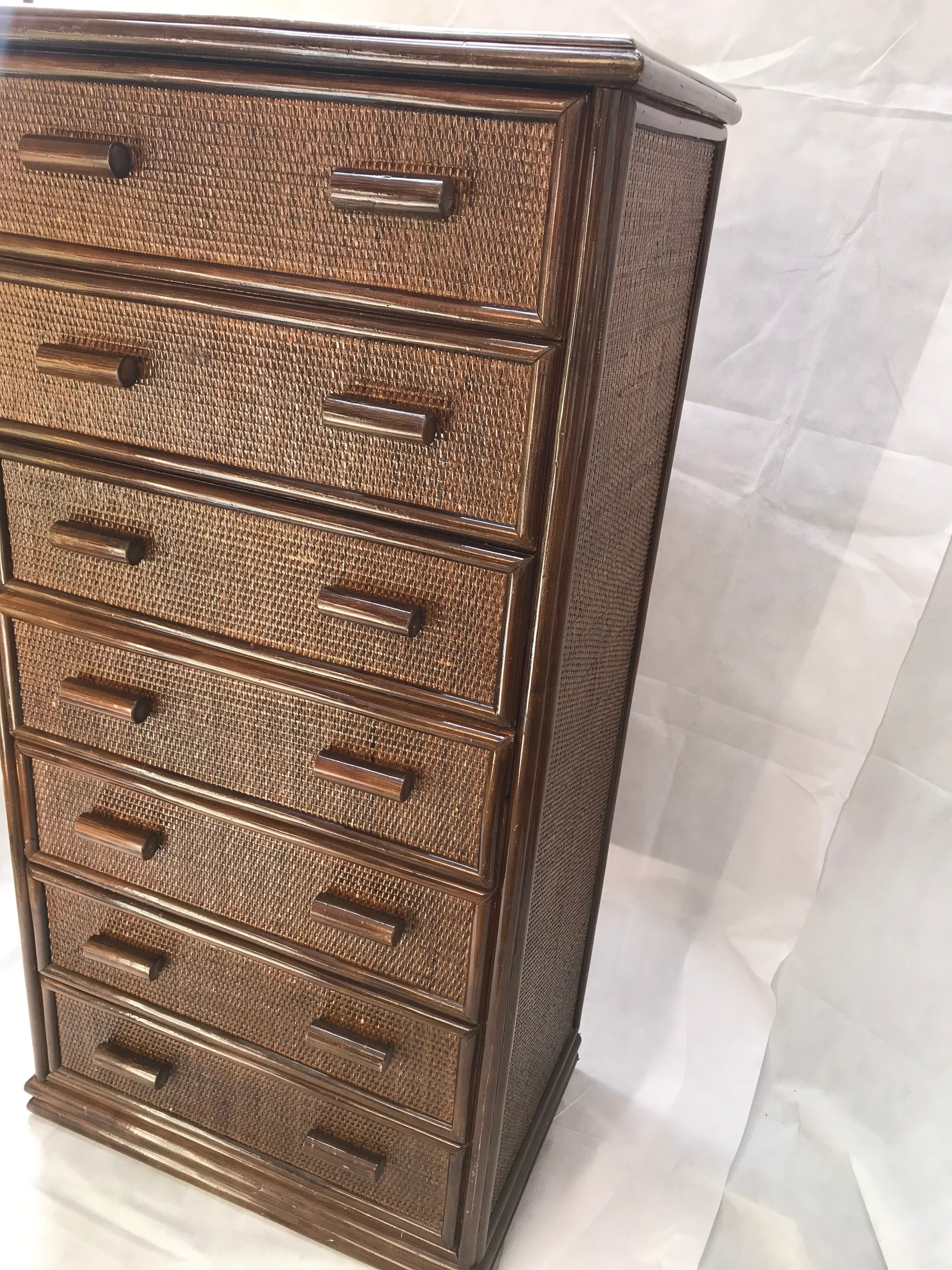 Rattan chest of drawers 7 drawers