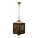 Lampe à suspension antique en laiton scié ajouré, début des années 1900
