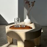 Trio of rounded triangular shaped trays or cups in monoxyl teak