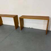 Magnifique banc d'entrée minimaliste en bois, de belle facture, années 1970