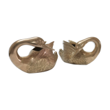 Two vintage solid brass brass zoomorphic pot pot cache