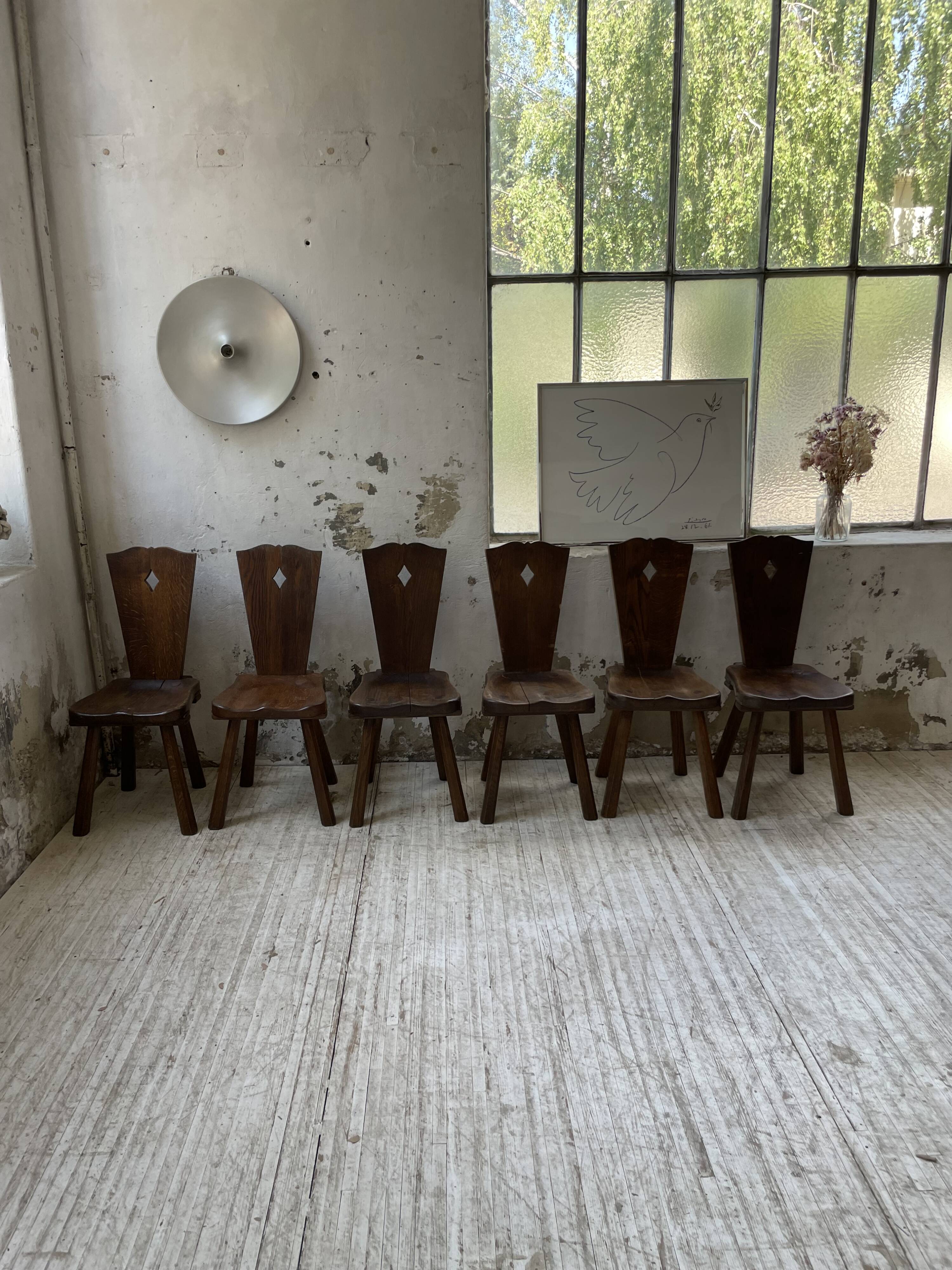 Chaises chêne massif chapo savoyarde art populaire