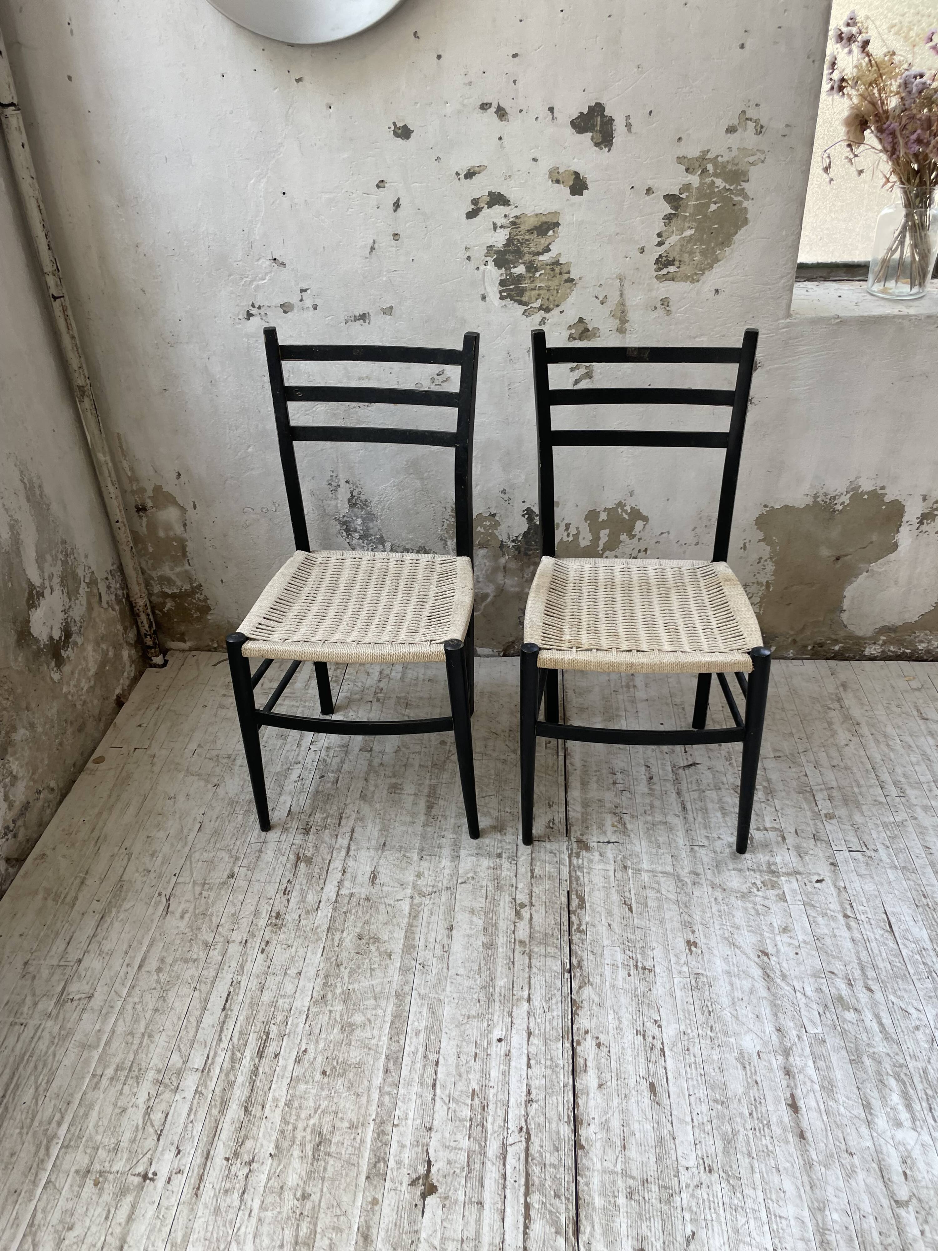 Black Italian rope chairs