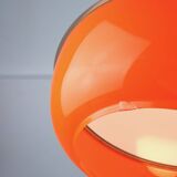 Lampe à Suspension Space Age en Plexiglas Orange et Laiton, Italie, 1970s