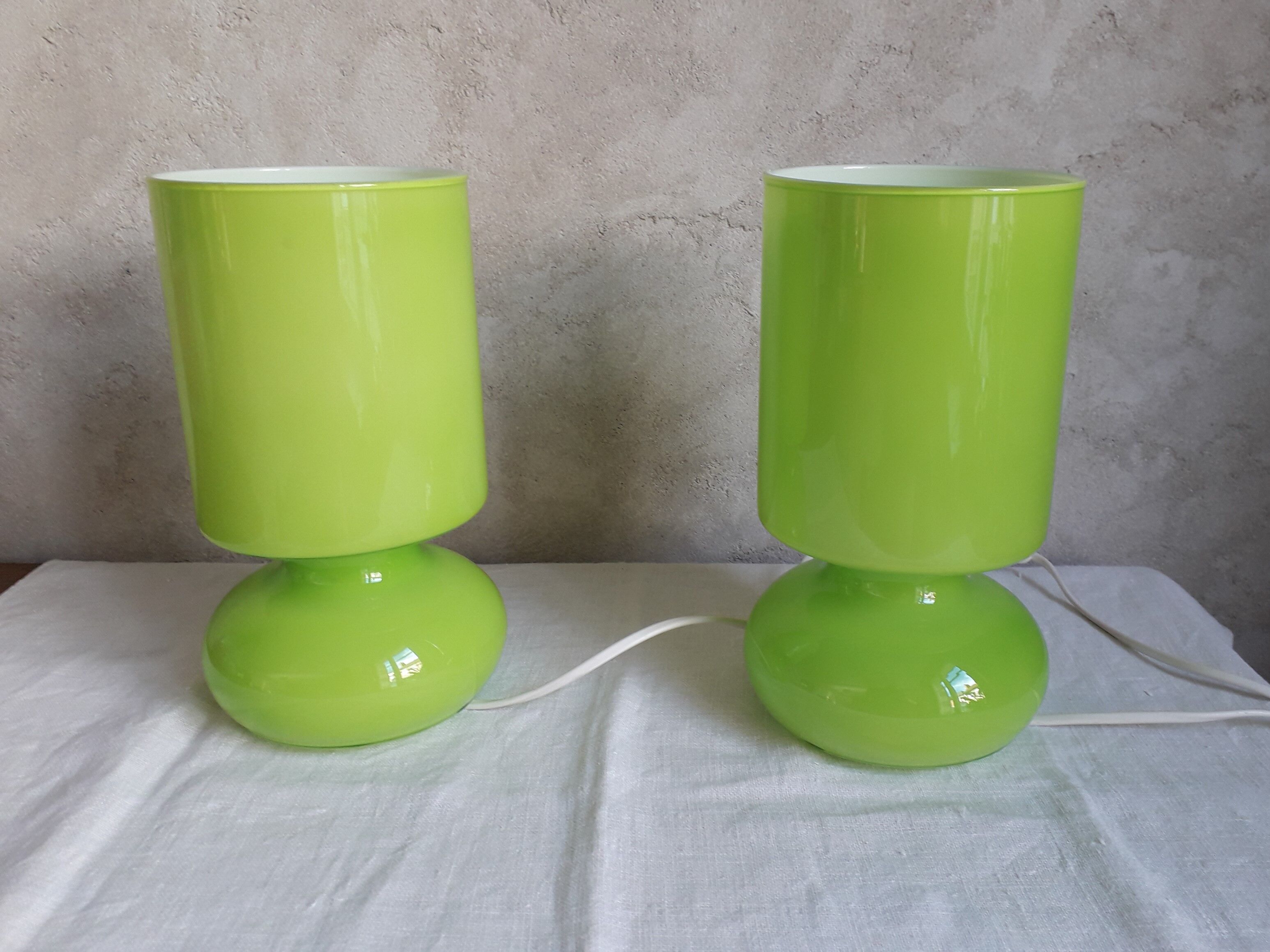 Pair of green lamps Ikea model Lykta 90s