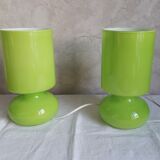 Pair of green lamps Ikea model Lykta 90s