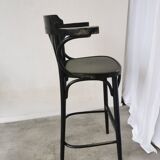 Chaise de bar vintage en bois courbé noir, style Thonet, milieu du XXe siècle (années 1970)