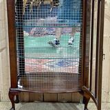 1950s English walnut display cabinet