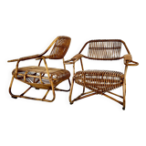 Pair of Italian rattan armchairs, 1960s